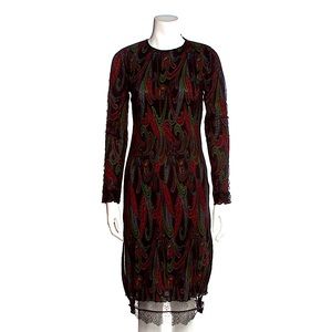 AllSaints long sleeve midi Dress paisley print  / black lace overlay